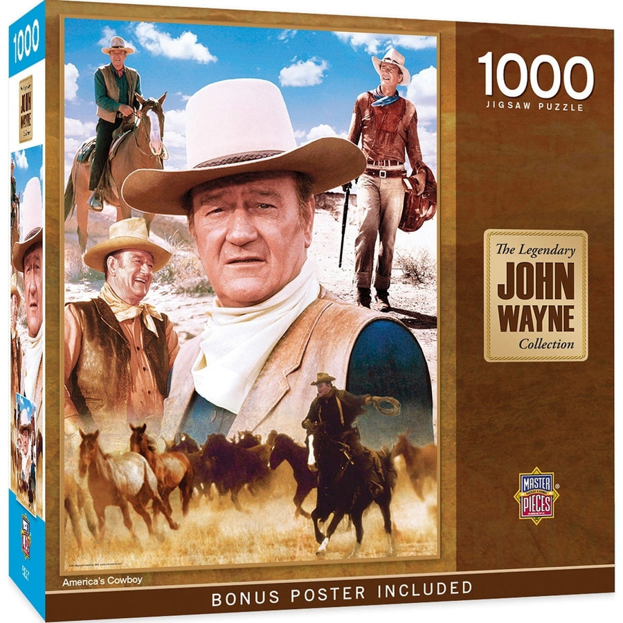 John Wayne Puzzle 1000 Piece Americas Cowboy Jigsaw Collage 19.25 x 26.75 Image 1