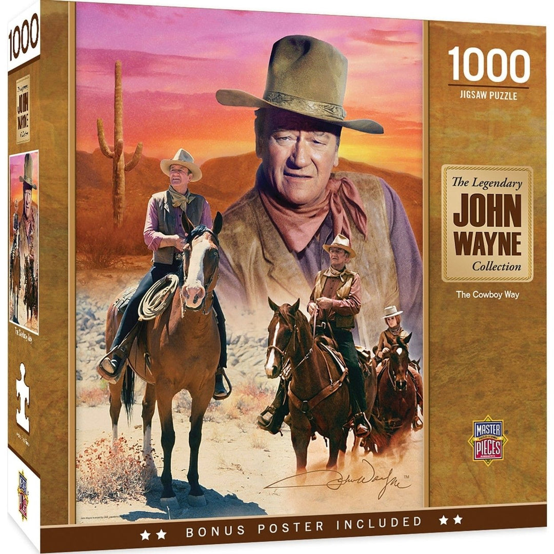 John Wayne 1000 Piece Jigsaw Puzzle The Cowboy Way Collage Western Movies Image 1