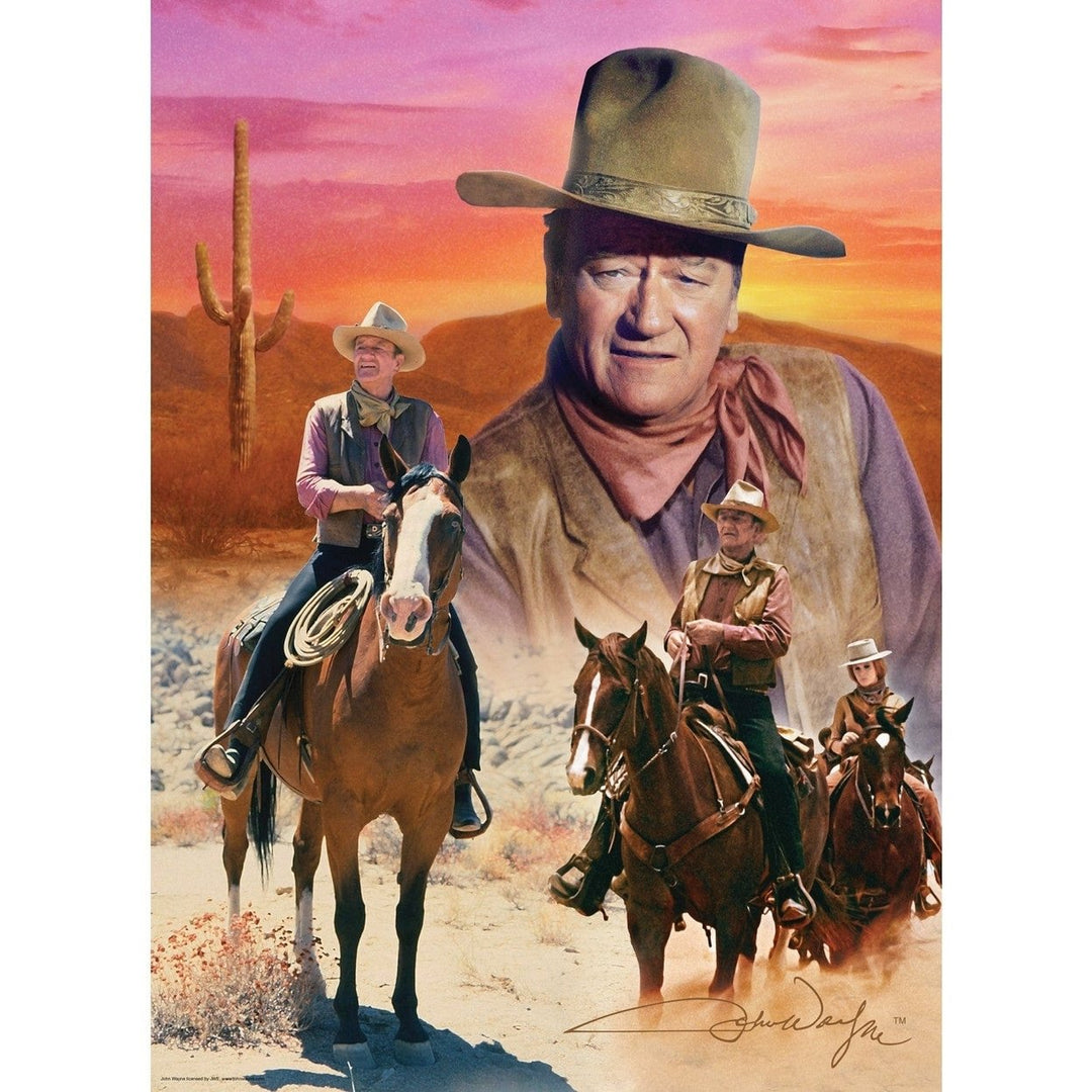 John Wayne 1000 Piece Jigsaw Puzzle The Cowboy Way Collage Western Movies Image 2