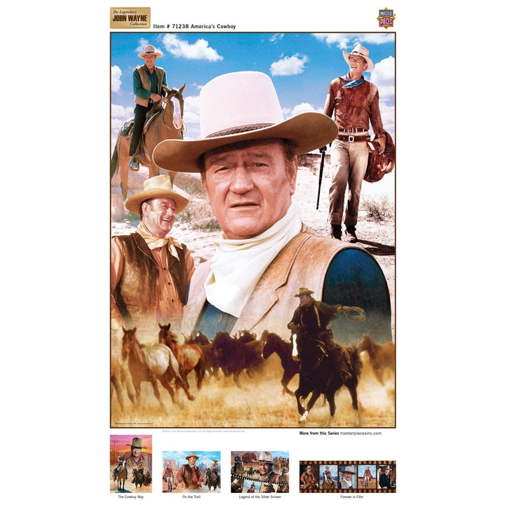 John Wayne Puzzle 1000 Piece Americas Cowboy Jigsaw Collage 19.25 x 26.75 Image 4