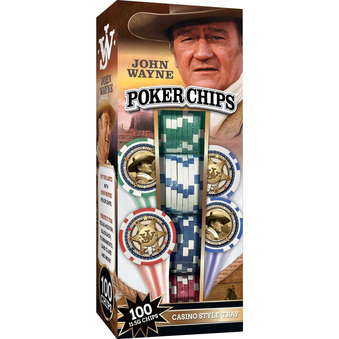 John Wayne 100 Piece Poker Chips Set Collectible fine Texas Holdem Image 1