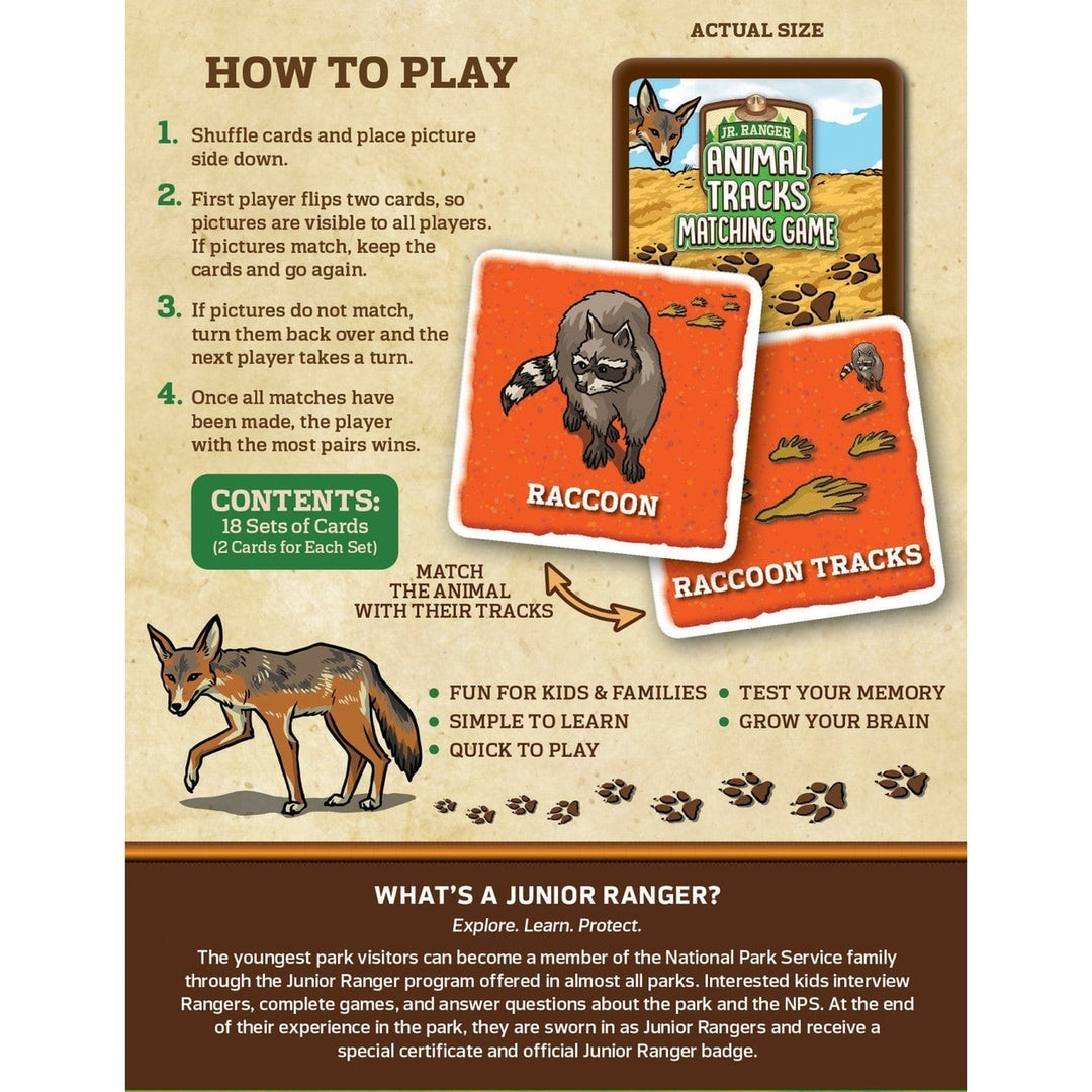 Jr Ranger Animal Tracks Matching Game Family Fun Educational Memory Game Image 3