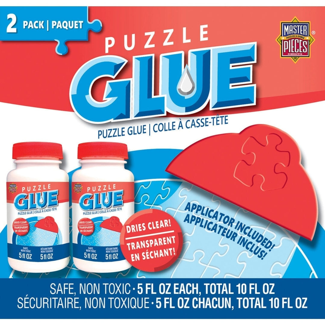 MasterPieces Jigsaw Puzzle Glue 2-Pack 5oz with Applicator Quick Dry Clear Image 1