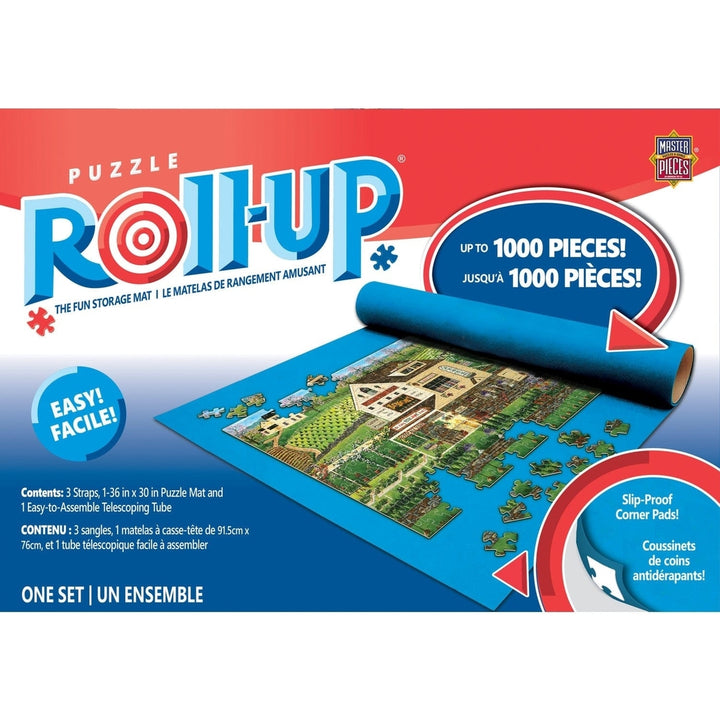 Jigsaw Puzzle Roll Up Mat 30"x36" Blue Felt Storage for Up to 1000 Pieces Image 2