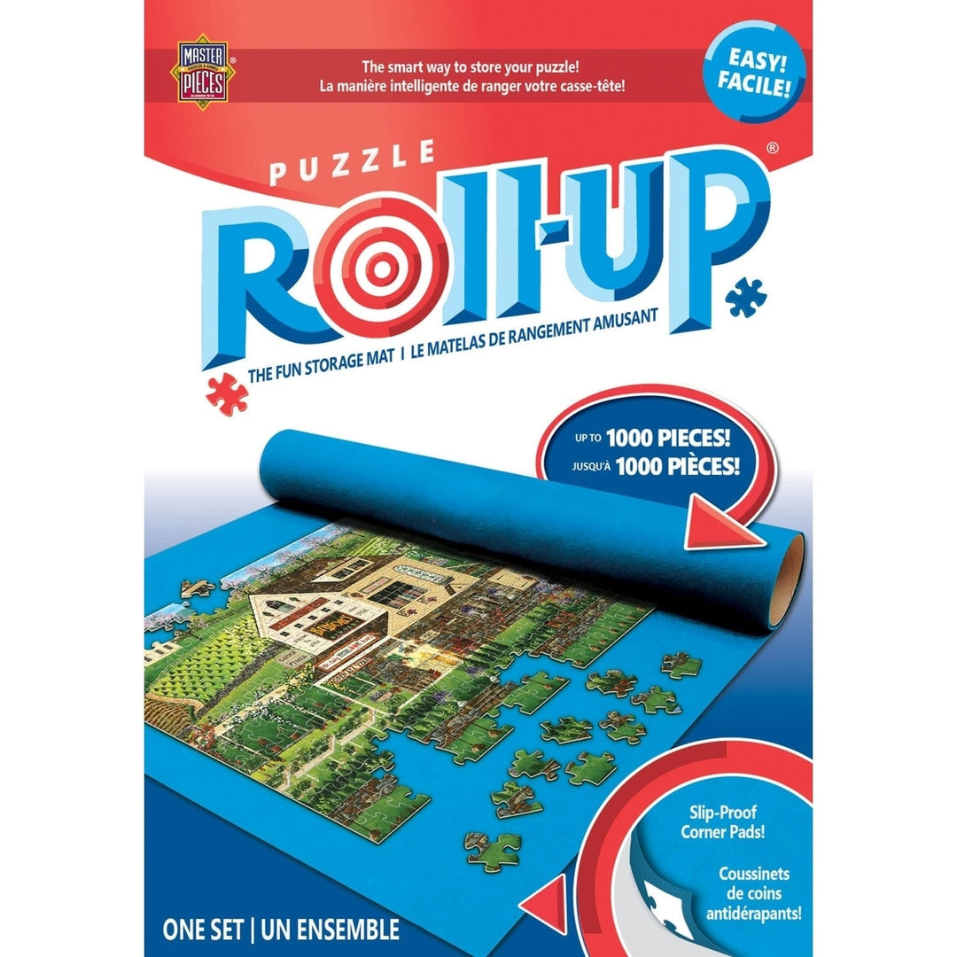 Jigsaw Puzzle Roll Up Mat 30"x36" Blue Felt Storage for Up to 1000 Pieces Image 3