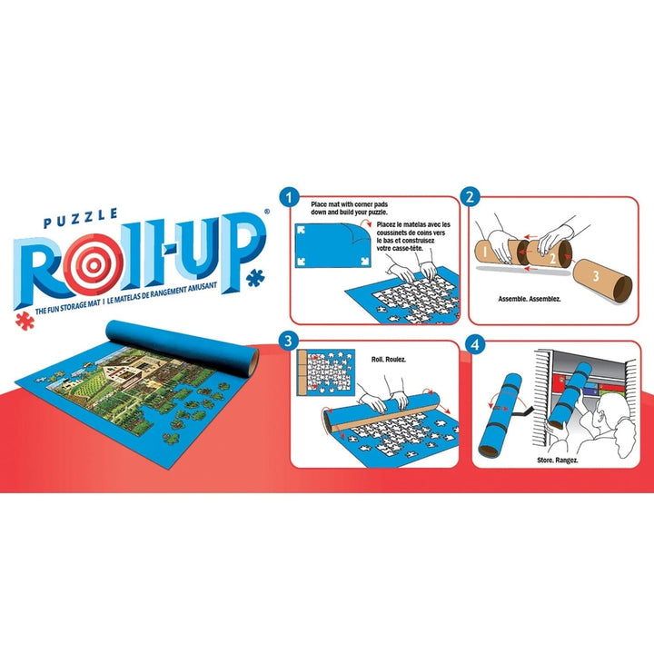 Jigsaw Puzzle Roll Up Mat 30"x36" Blue Felt Storage for Up to 1000 Pieces Image 4