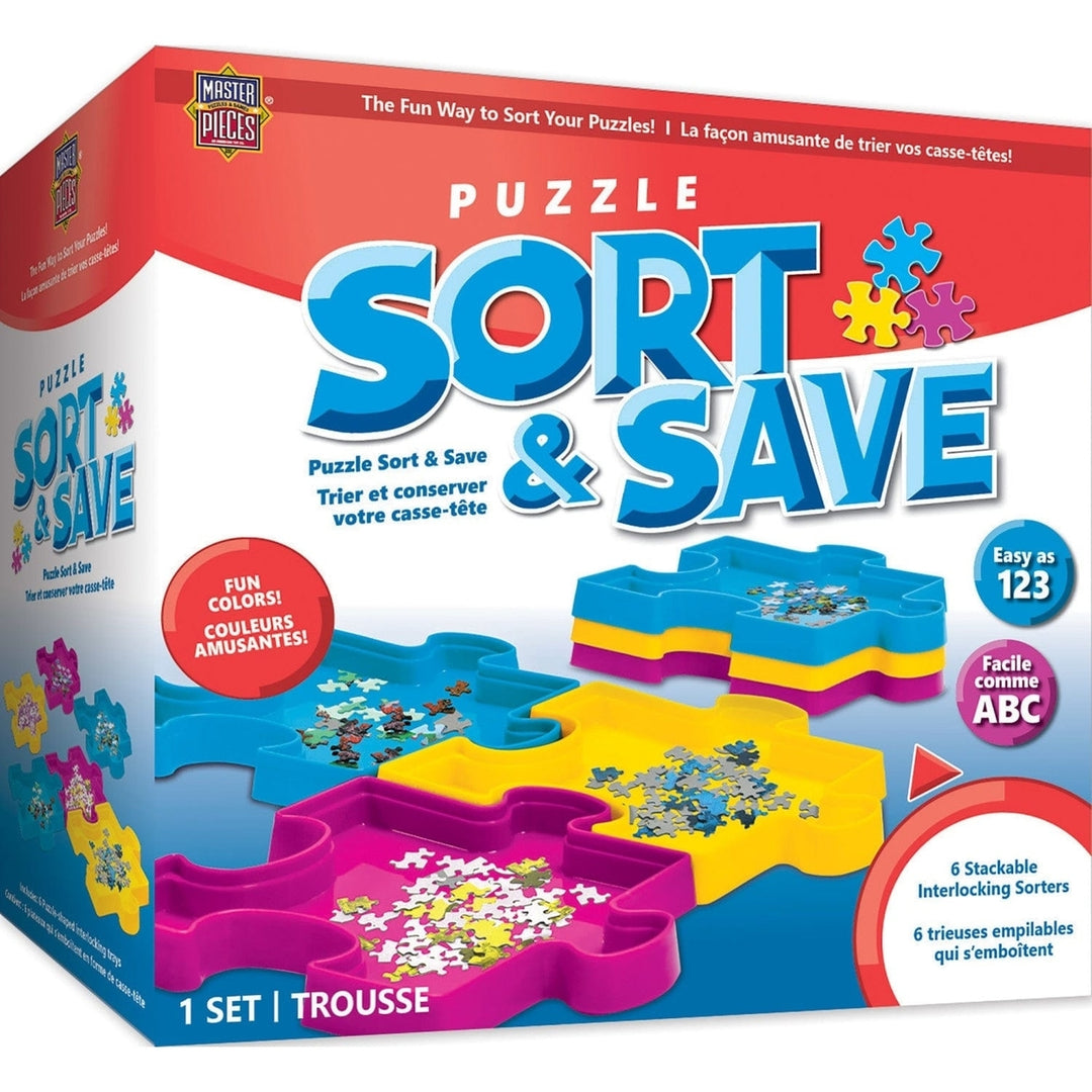 MasterPieces Jigsaw Puzzle Sort and Save 6-Piece Sorting Trays Stackable Blue Image 1