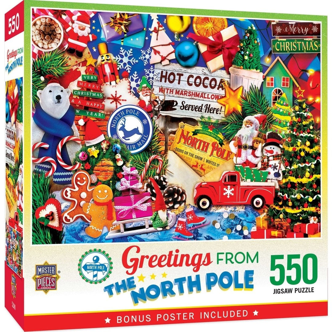 MasterPieces North Pole 550 Piece Jigsaw Puzzle 24x18 Eco-Friendly Christmas Fun Image 1