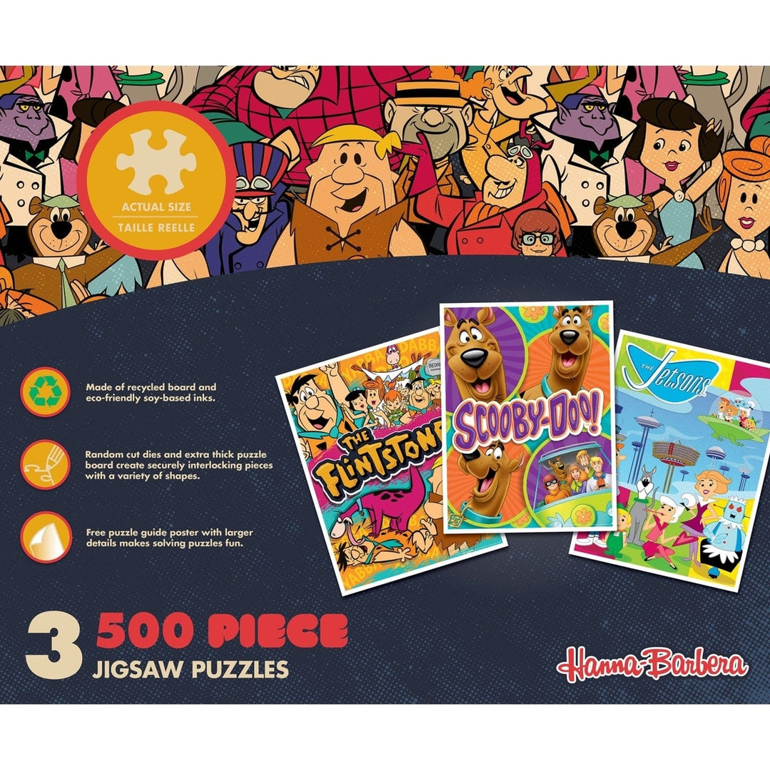 Hanna-Barbera 500 Piece Jigsaw Puzzles Scooby Doo Jetsons Flintstones 3 Pack Image 4