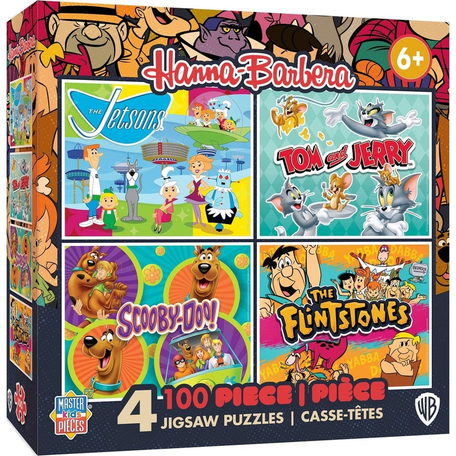 Hanna-Barbera 4 Pack Jigsaw Puzzles 100 Pieces Kids Scooby-Doo Jetsons Flintstones Image 1