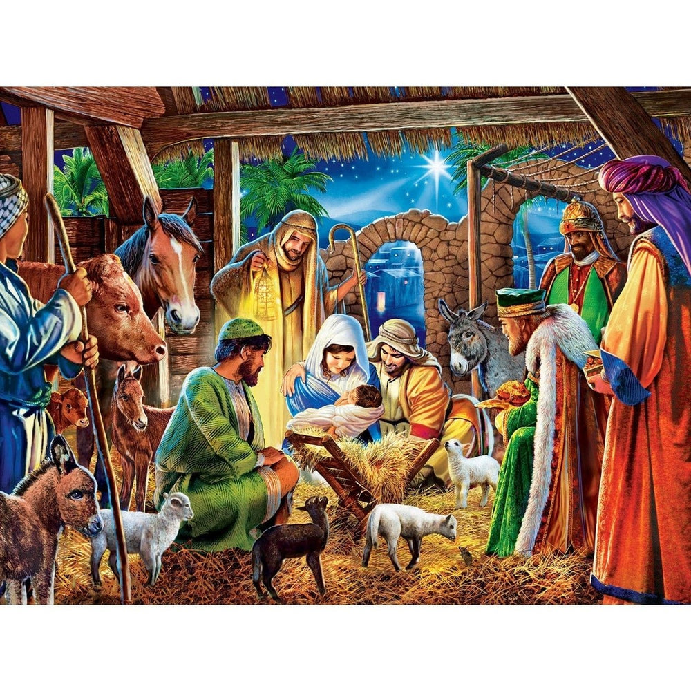 MasterPieces EZ Grip 300 Piece Holiday Jigsaw Puzzle Away in a Manger 18x24 Image 2