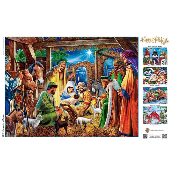 MasterPieces EZ Grip 300 Piece Holiday Jigsaw Puzzle Away in a Manger 18x24 Image 4