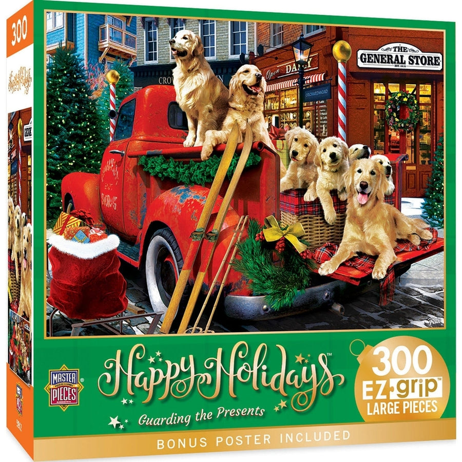 MasterPieces Holiday 300pc EZ Grip Jigsaw Puzzle Guarding the Presents 18x24 Image 1