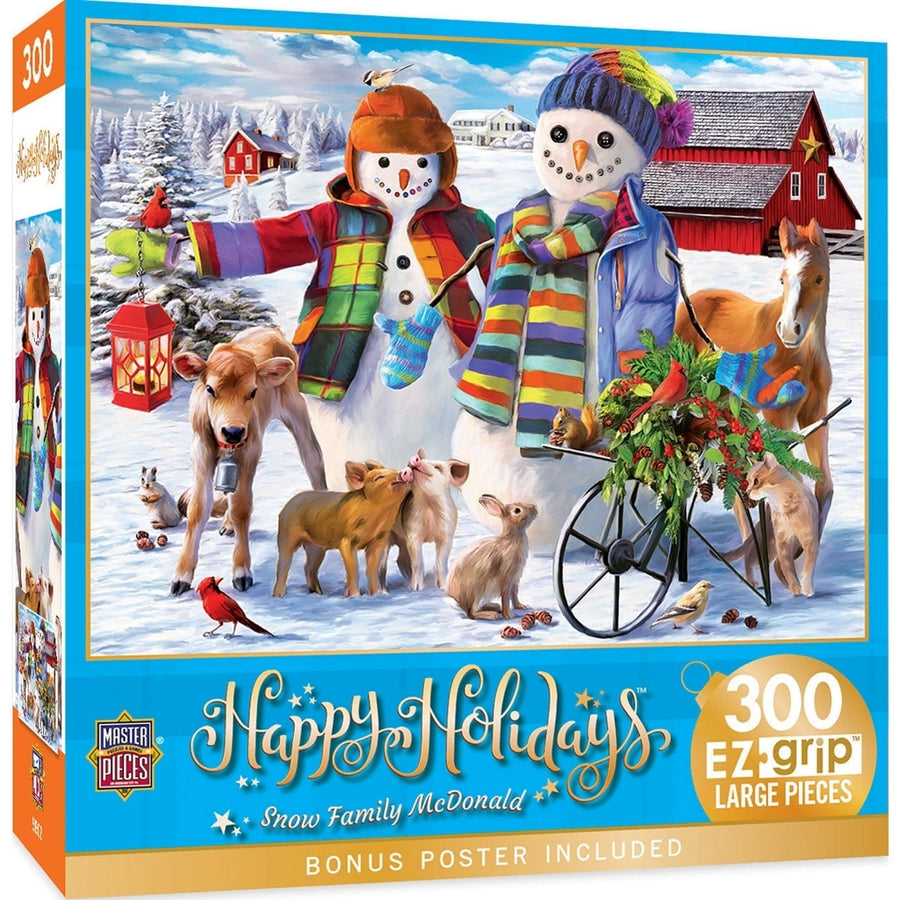 McDonald Snow Family 300 Piece EZ Grip Jigsaw Puzzle Holiday Theme Winter Fun Image 1