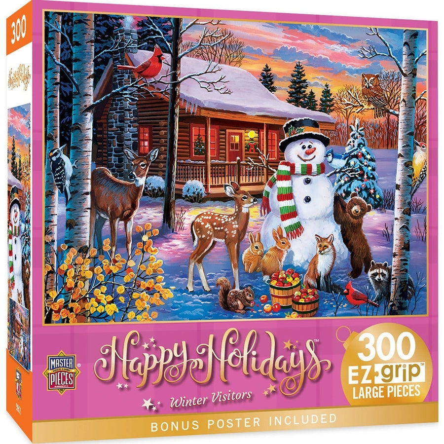 MasterPieces 300 Piece EZ Grip Jigsaw Puzzle Happy Holidays Winter Scene 18x24 Image 1