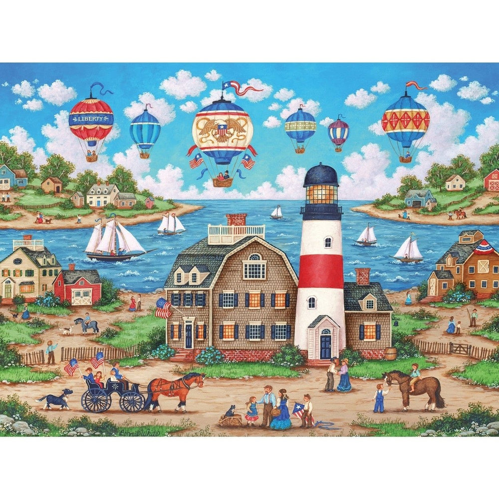 Heartland Balloons Over the Bay 550 Piece Jigsaw Puzzle 24x18 Recycled Materials Image 2