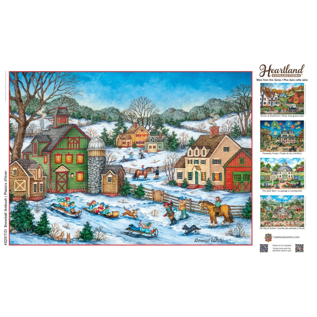 Heartland Snowball Ambush 500 Piece Jigsaw Puzzle Winter Scene Kids Sledding Image 4