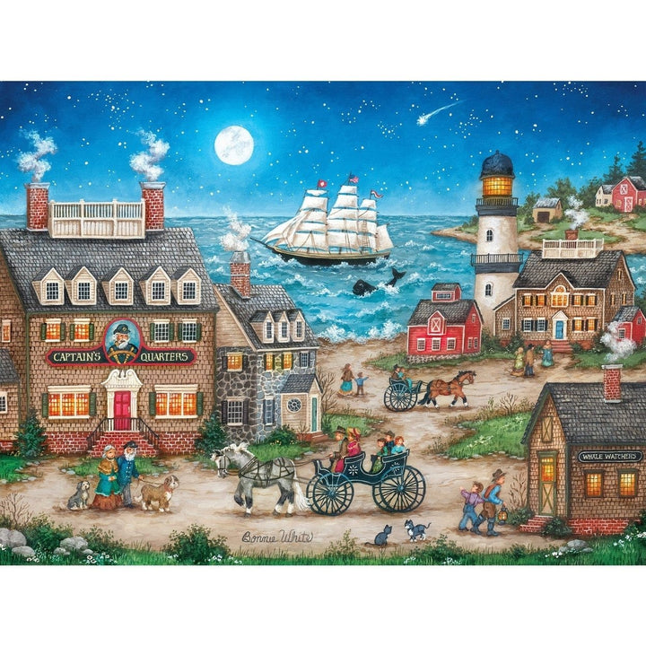 Heartland Starry Starry Night 550 Piece Jigsaw Puzzle Coastal Moonlight Scene Image 2