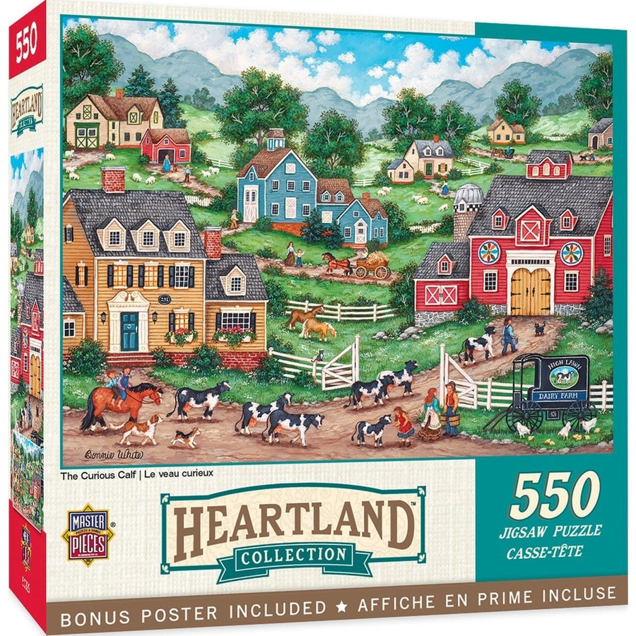 Heartland The Curious Calf 550 Piece Jigsaw Puzzle 24x18 Recycled Chipboard Image 1