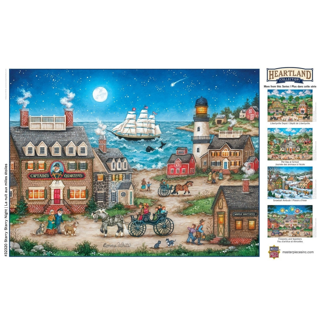 Heartland Starry Starry Night 550 Piece Jigsaw Puzzle Coastal Moonlight Scene Image 4