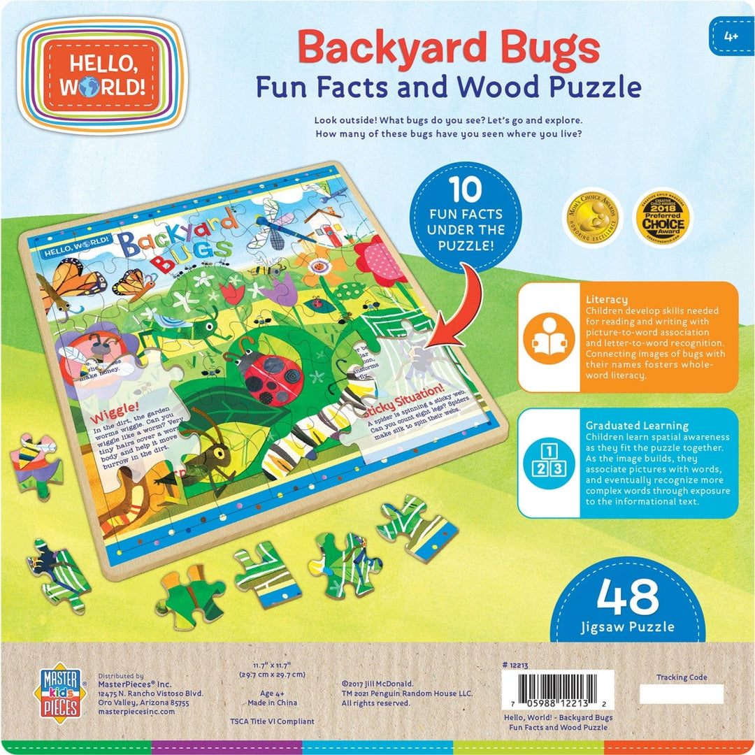 MasterPieces Hello World Backyard Bugs 48 Piece Wood Jigsaw Puzzle 11x11 Image 3