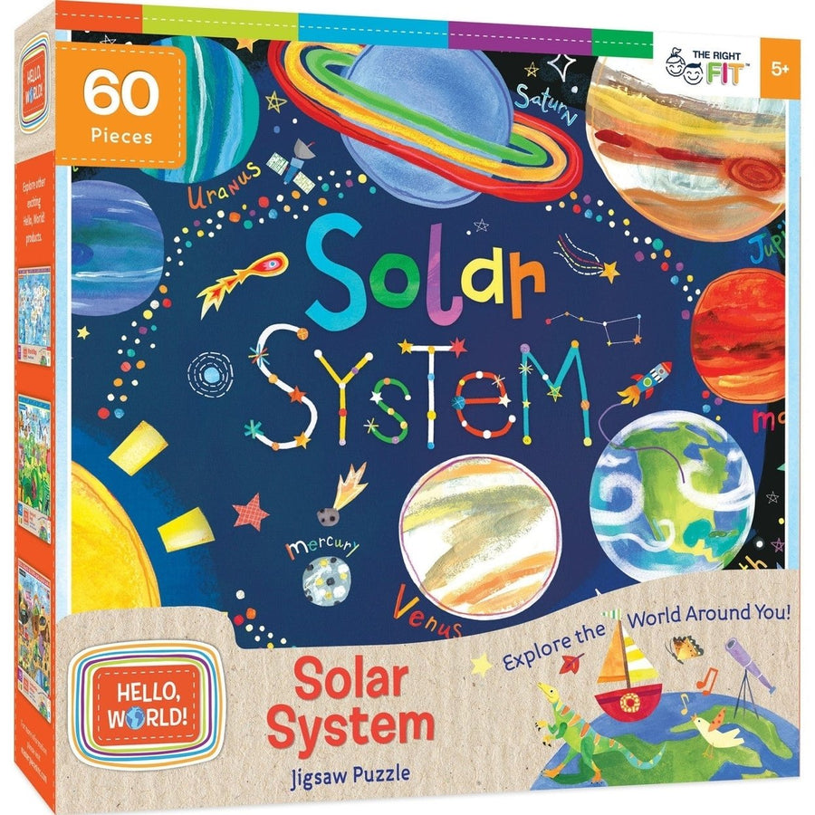 Hello World Solar System 60 Piece Jigsaw Puzzle 19x14 Educational Kids Fun Image 1