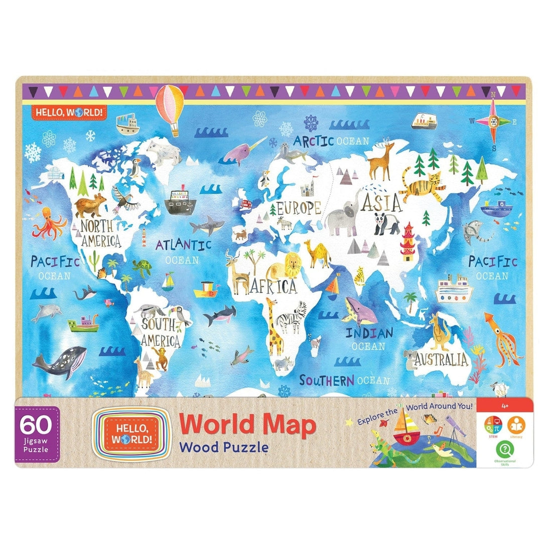 MasterPieces World Map Puzzle 60 Piece 16.5 x 11.75 Kids Geography Learning Toy Image 1