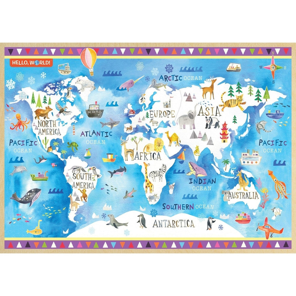 MasterPieces World Map Puzzle 60 Piece 16.5 x 11.75 Kids Geography Learning Toy Image 2