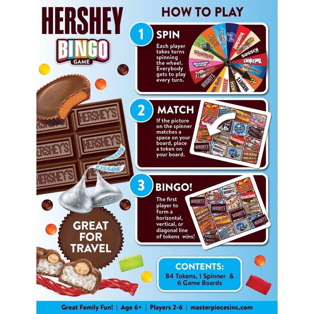 Hersheys Bingo Game Family Game for 2-6 Players Sweet Treats Fun Ages 3 Up Image 3