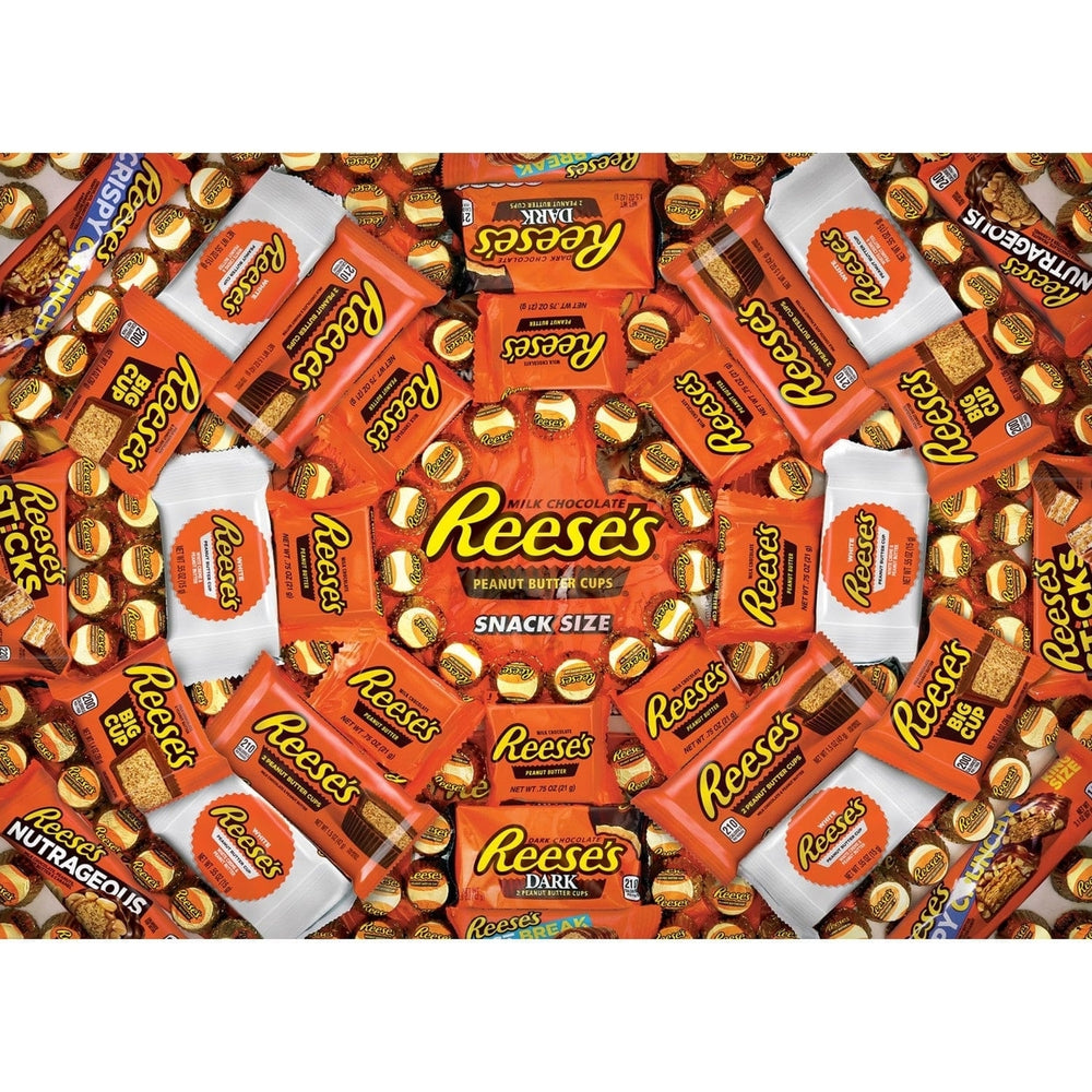 Hersheys Reeses 1000 Piece Jigsaw Puzzle Brown Orange Peanut Butter Theme Image 2