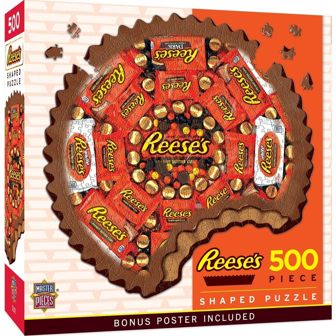 Hersheys Reeses 500 Piece Shaped Jigsaw Puzzle 23x21 Inch Eco-Friendly Chipboard Image 1