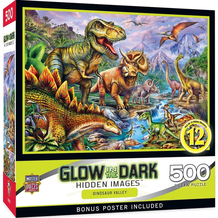 Hidden Images Dinosaur Valley 500 Piece Jigsaw Puzzle T-Rex Dinosaurs Scene Image 1