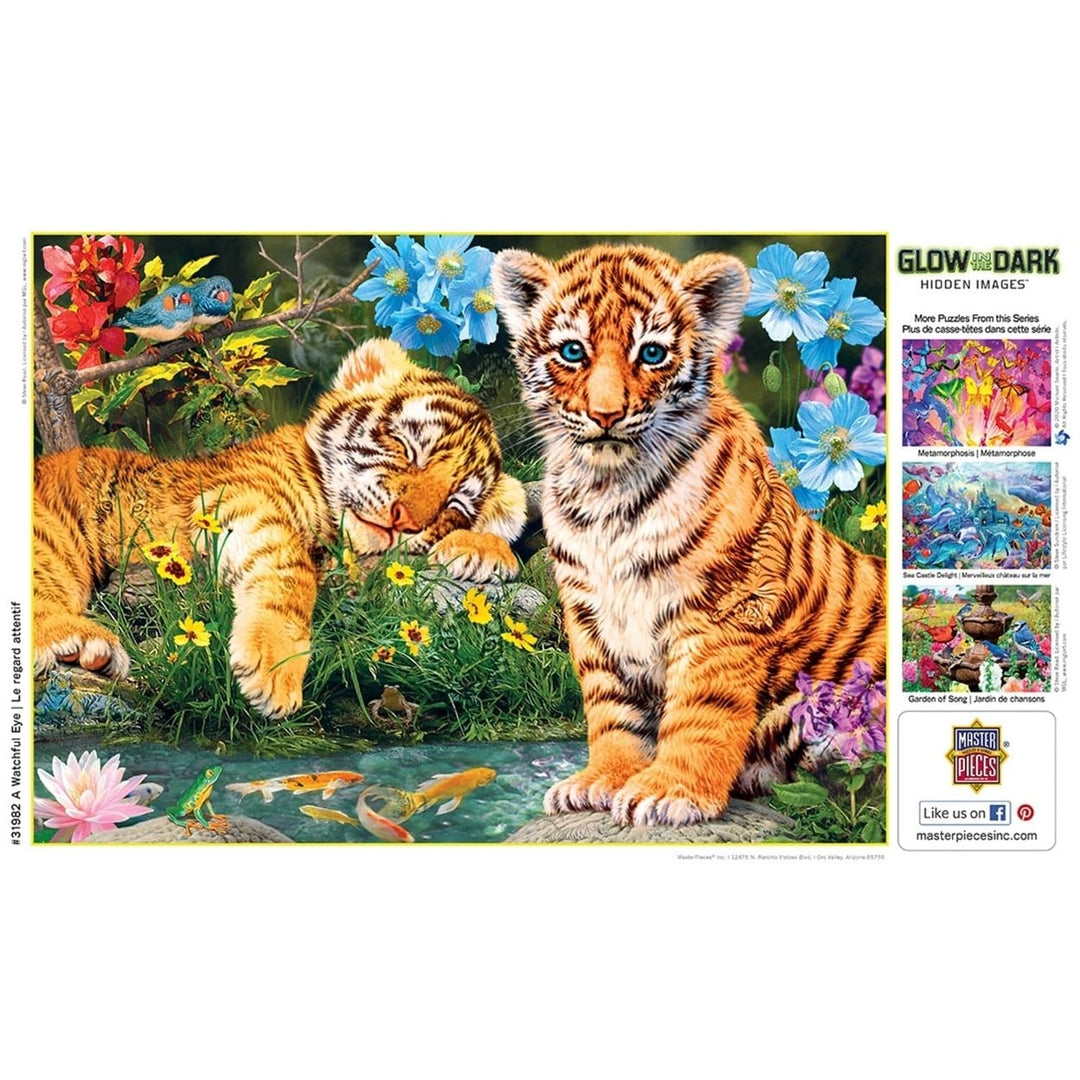 MasterPieces Hidden Images Puzzle 500 Piece Bengal Tigers Glow in the Dark Image 4