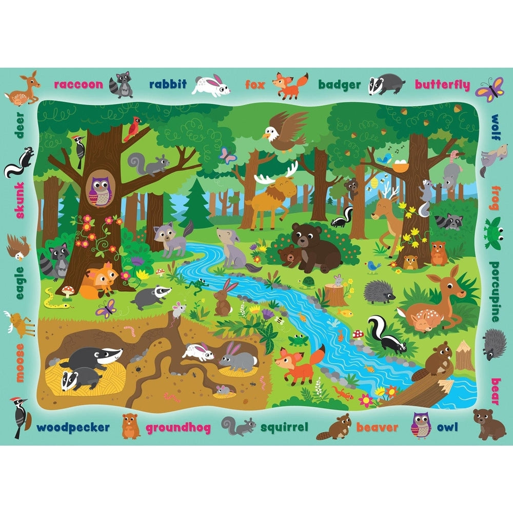 Hide and Seek Animals in the Forest 48 Piece Jigsaw Puzzle 19x14 inches for Ages 4+ Image 2