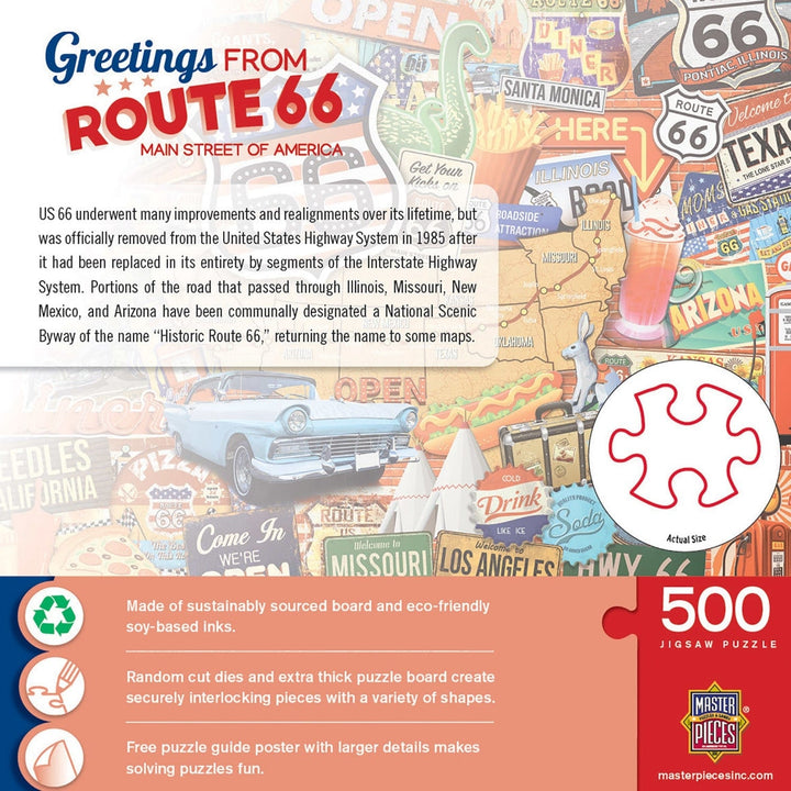 MasterPieces Route 66 500 Piece Jigsaw Puzzle 21x15 Eco-Friendly Chipboard Image 3