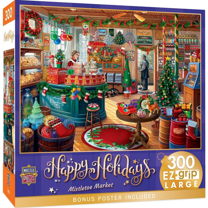 MasterPieces 300 Piece EZ Grip Jigsaw Puzzle Mistletoe Market 18x24 Holiday Theme Image 1