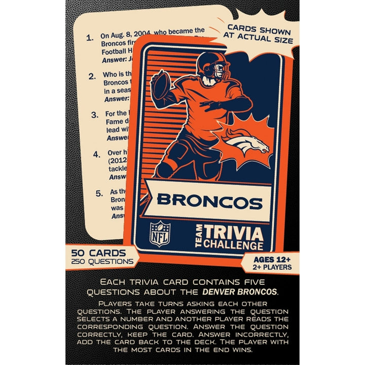 Denver Broncos Trivia Challenge Game 50 Cards 250 Questions Ages 12 and Up Image 3