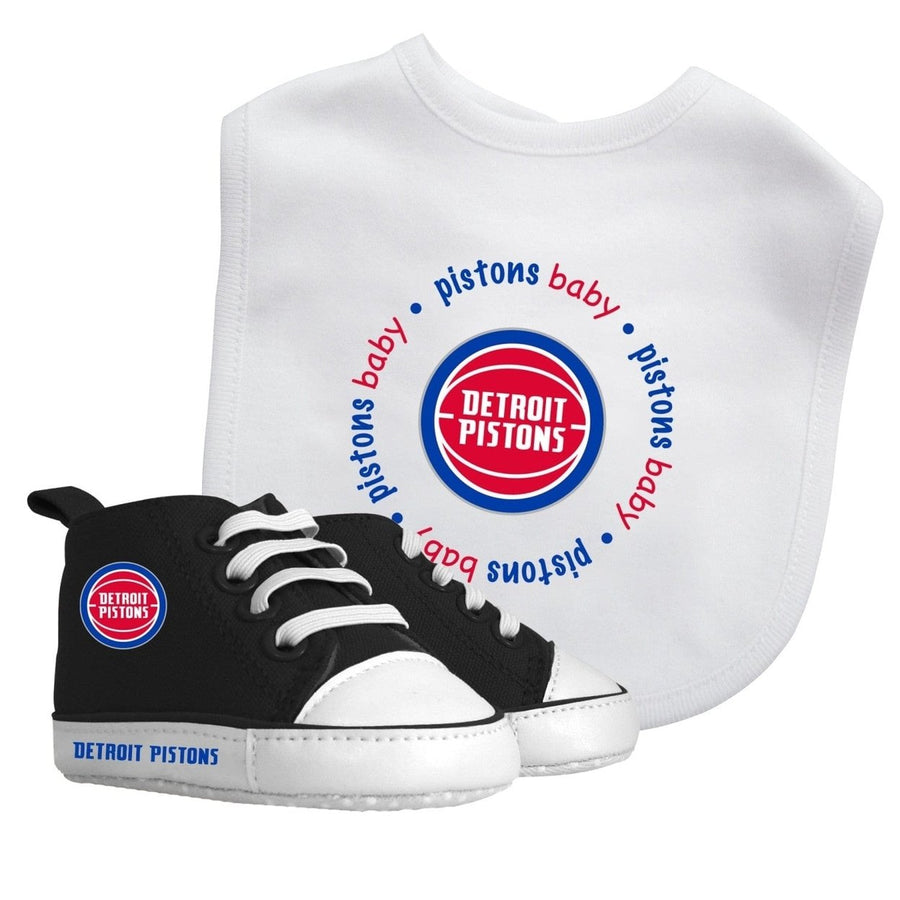 Detroit Pistons 2 Piece Baby Gift Set Team Bib Pre-Walkers Unisex Cotton Shoes Image 1