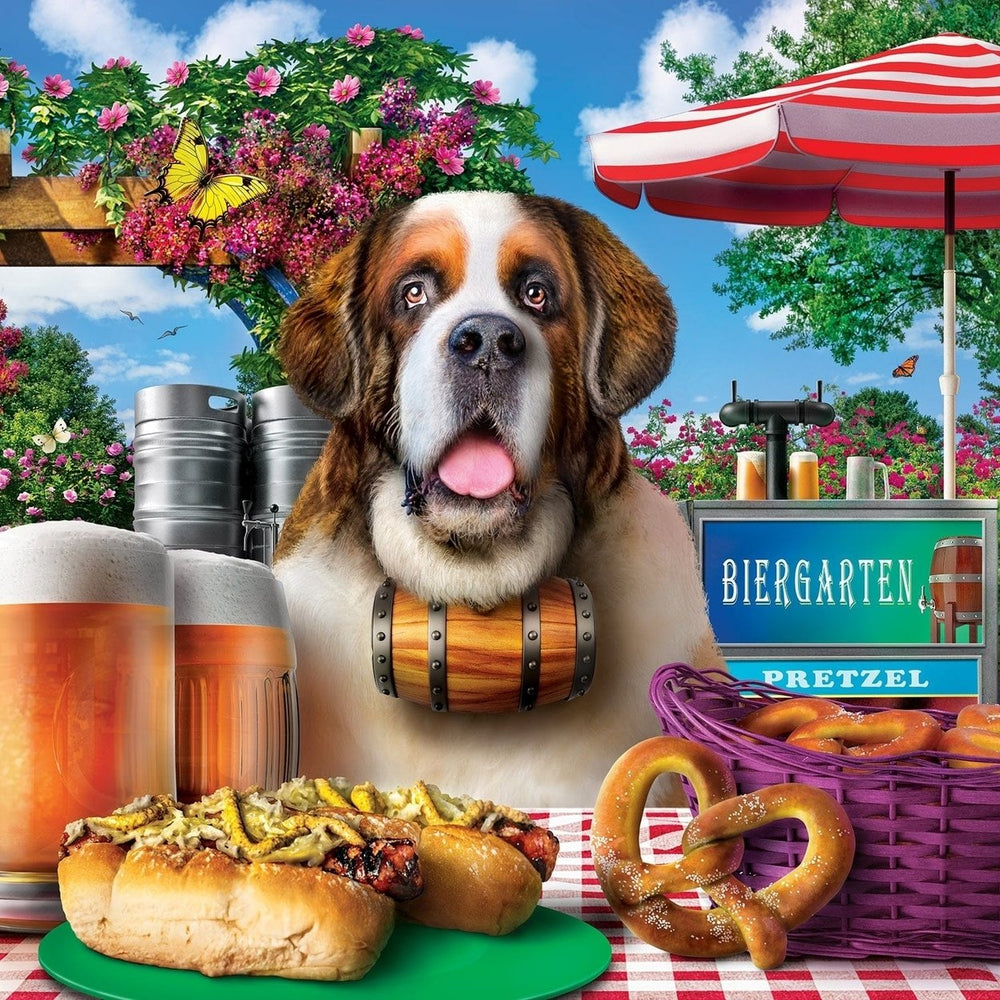 Dogology Boozer 1000 Piece Jigsaw Puzzle Beer Garden Dog Theme Environmentally Friendly Image 2