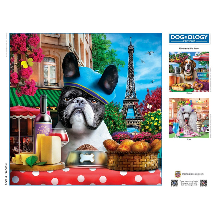 Dogology 1000 Piece Jigsaw Puzzle Frenchie Parisian Cafe Eco-Friendly Materials Image 4