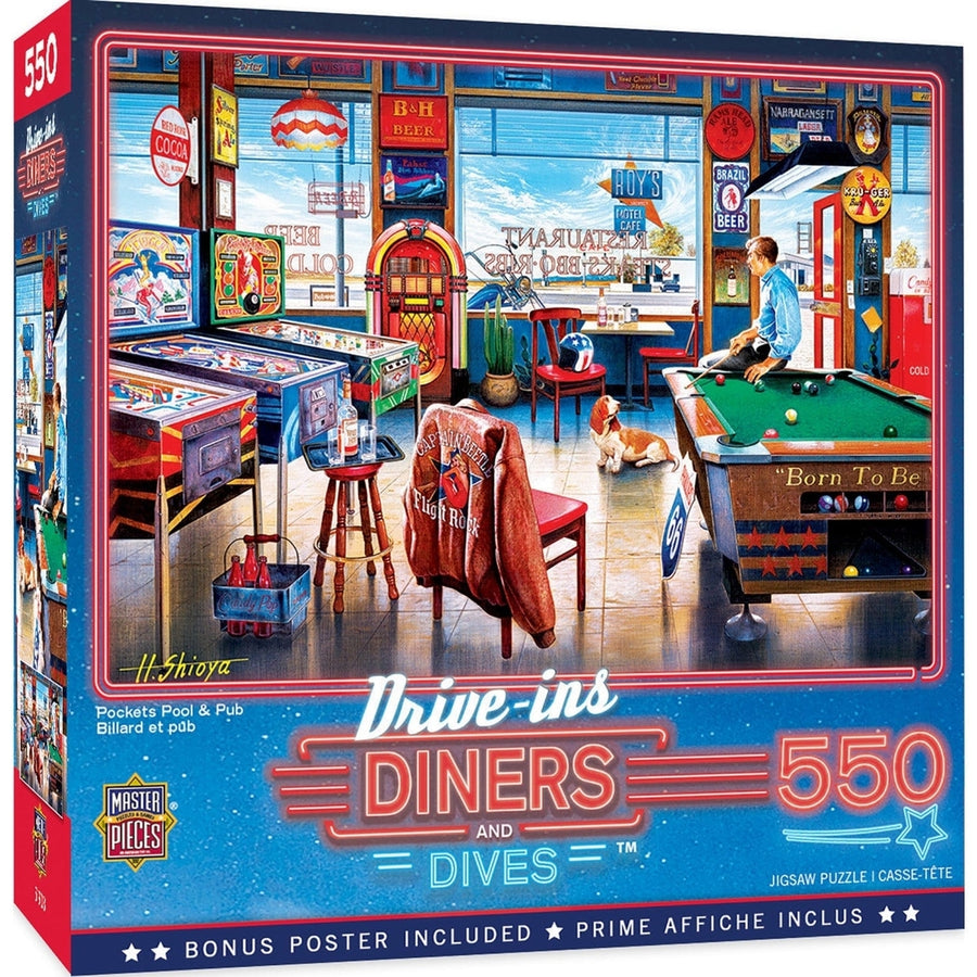 MasterPieces Drive-Ins Diners Dives 550 Piece Jigsaw Puzzle 24x18 Recycled Material Image 1