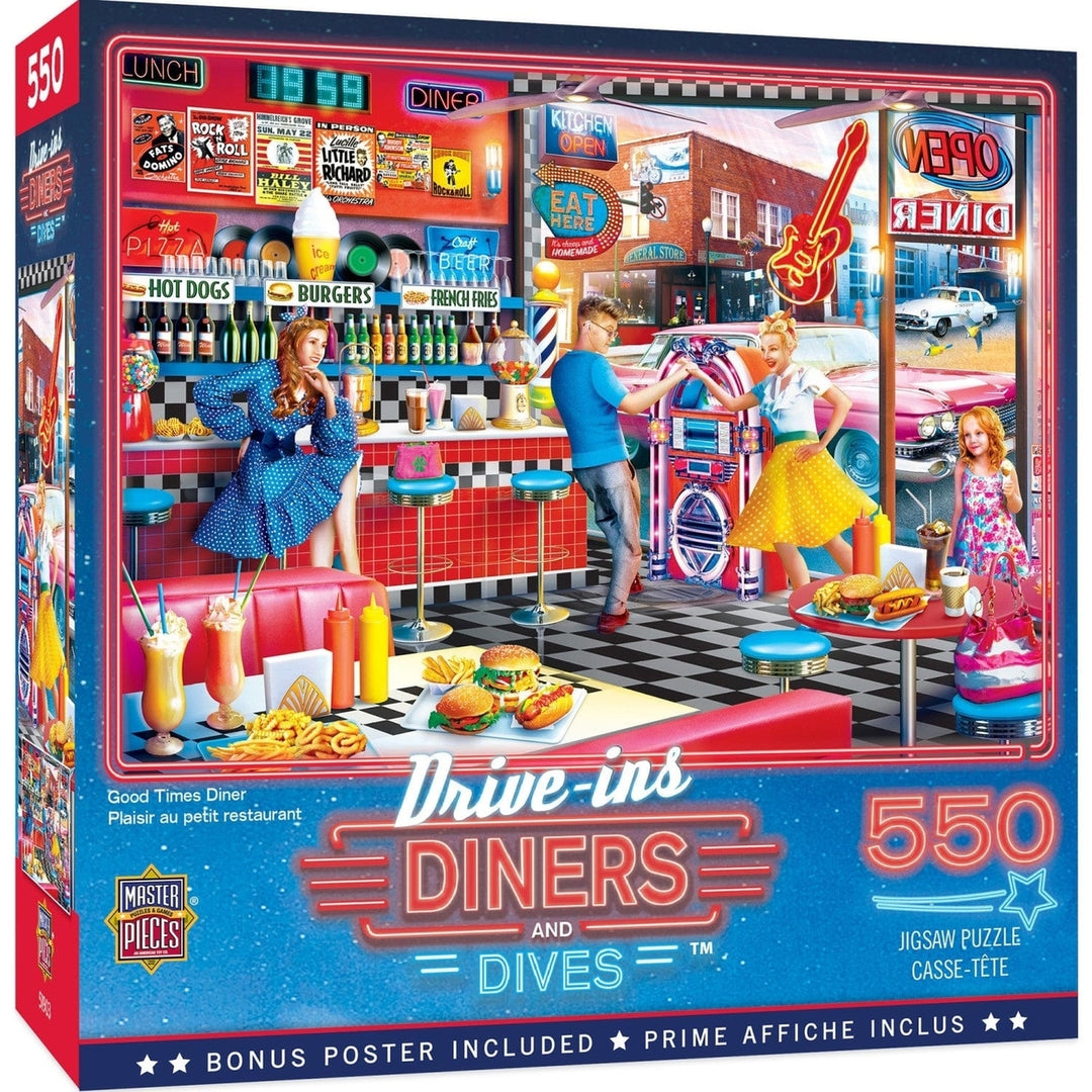 MasterPieces Drive-Ins Diners Dives Good Times 550 Piece Jigsaw Puzzle 24x18 Image 1