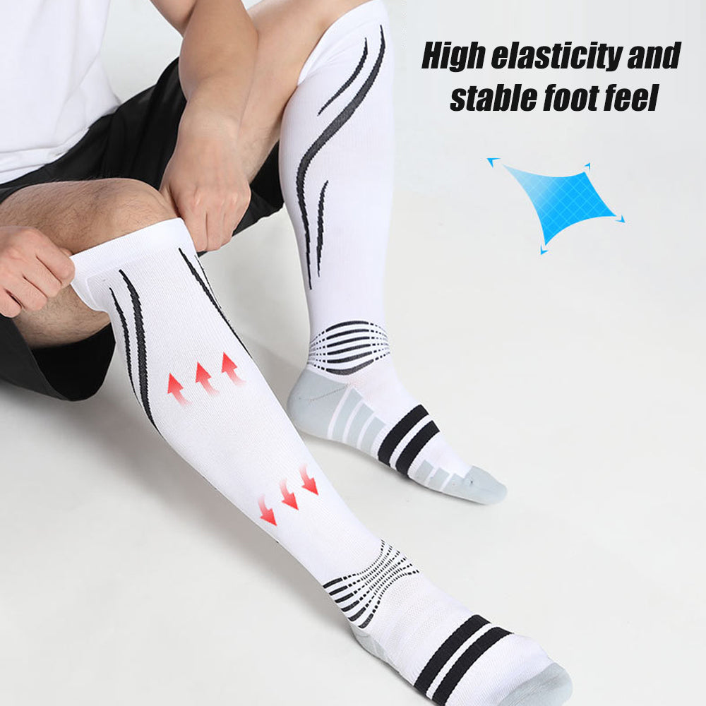 GOMOREON 1Pair High Compression Socks for Men and Women 20-30 mmHg Knee High Nurse Pregnant Running and Travel Athletic Image 9