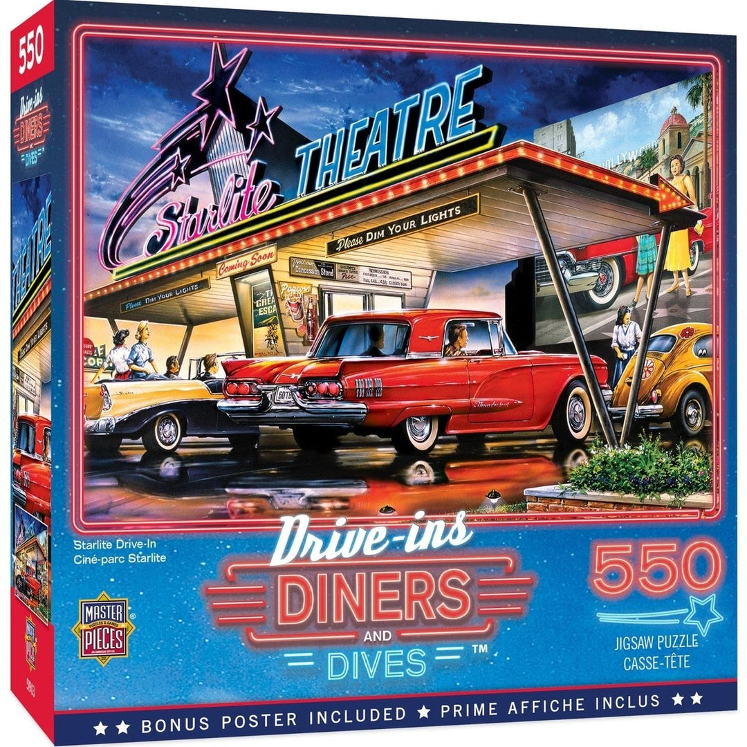 MasterPieces Drive-Ins Diners Dives Starlite Drive-In 550 Piece Jigsaw Puzzle Image 1