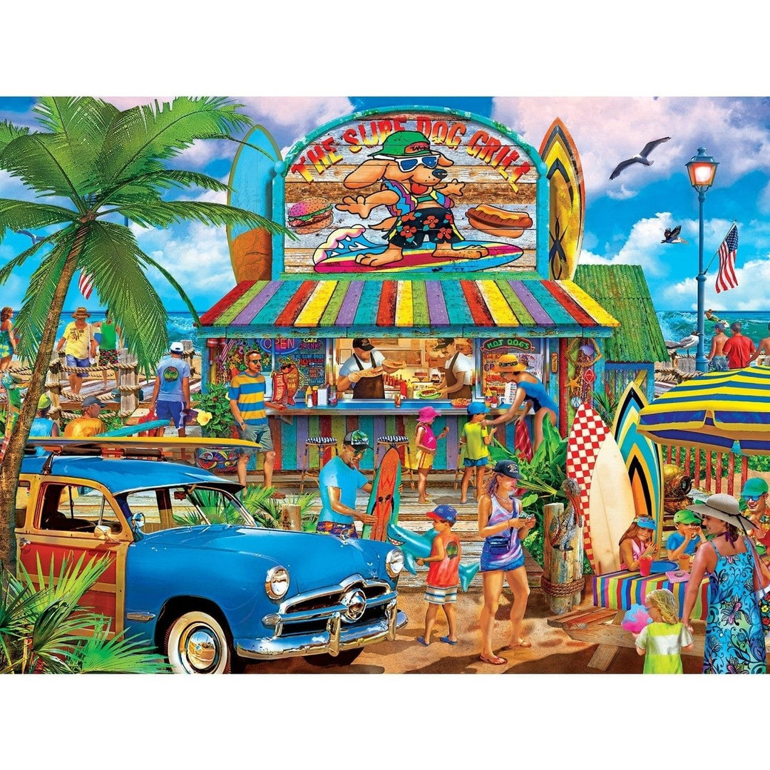 MasterPieces 550PC Jigsaw Puzzle Drive-Ins Diners Dives Surf Dog Grill 24x18 Image 2