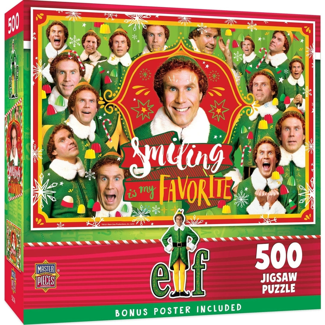 Elf 500 Piece Jigsaw Puzzle with Christmas Movie Scenes Family Fun Activities Image 1