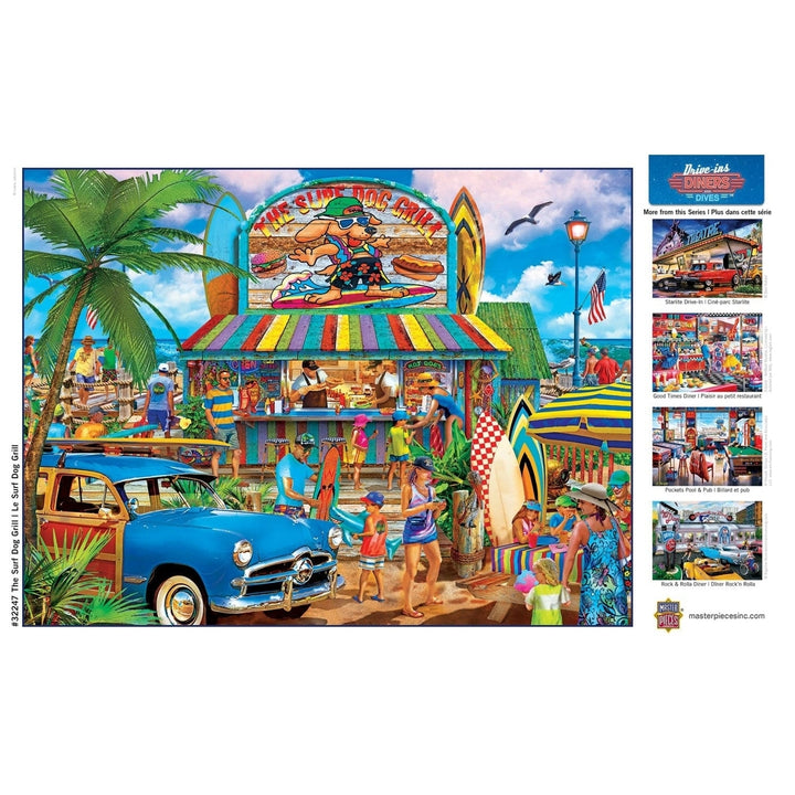 MasterPieces 550PC Jigsaw Puzzle Drive-Ins Diners Dives Surf Dog Grill 24x18 Image 4