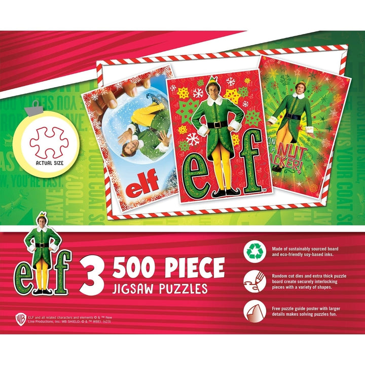 Elf 500 Piece Jigsaw Puzzles 3 Pack Christmas Holiday Fun Family Edutainment Image 6