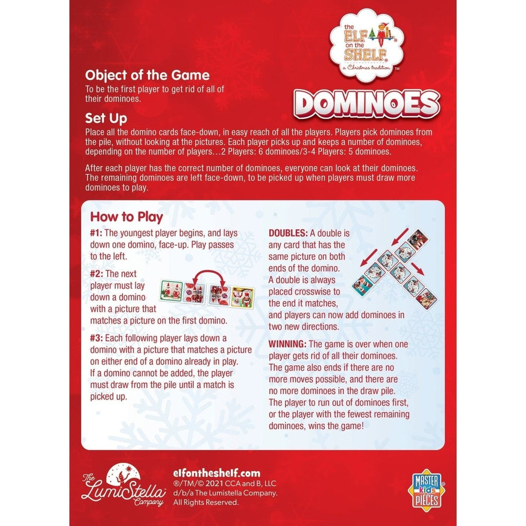 Elf on the Shelf Picture Dominoes Family Game 28 Pieces Ages 3 and Up Holiday Fun Image 3