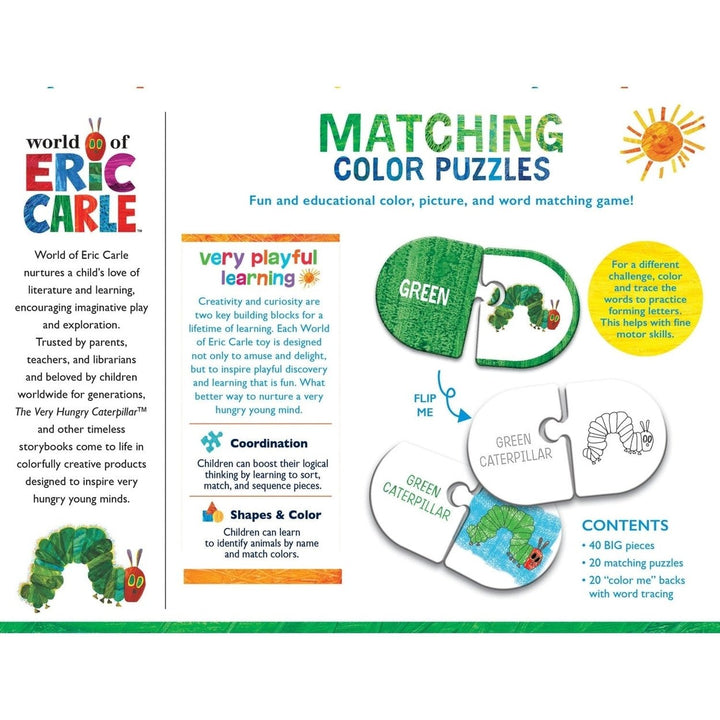 Eric Carle Color Matching Jigsaw Puzzles Eco-Friendly 2-Piece Learning Toys Image 3